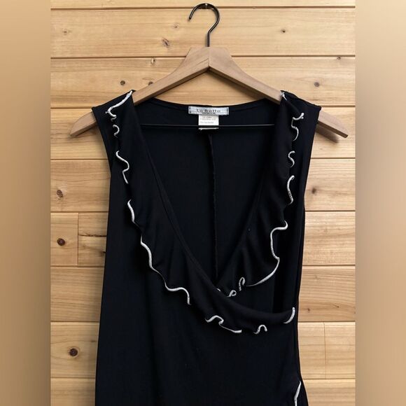 Y2K Vintage La Belle Size Medium White Ruffle Trim Sleeveless Dress Whimsigoth - Picture 7 of 11